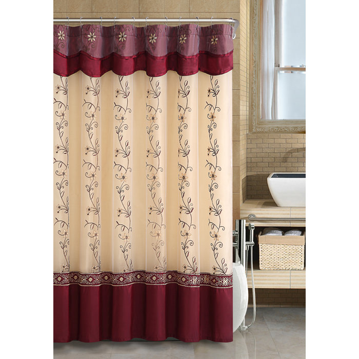 Fleur De Lis Living Menoher Floral Embroidered SemiSheer Single Shower